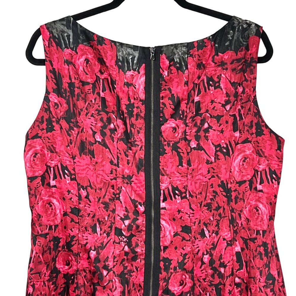 Dress Barn Floral Dress Lined Zipper Back A-Line Size 16 Black Red Gray EUC - Picture 8 of 12